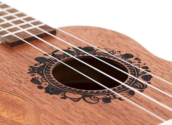 Image of Octopus Rosette electro-acoustic Ukulele details  - 3 sizes