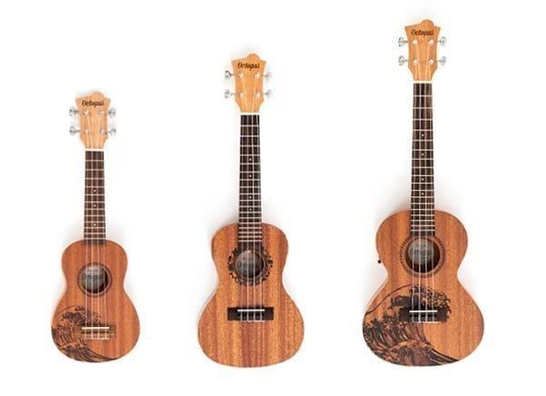 Image of Octopus Rosette electro-acoustic Ukulele details  - 3 sizes