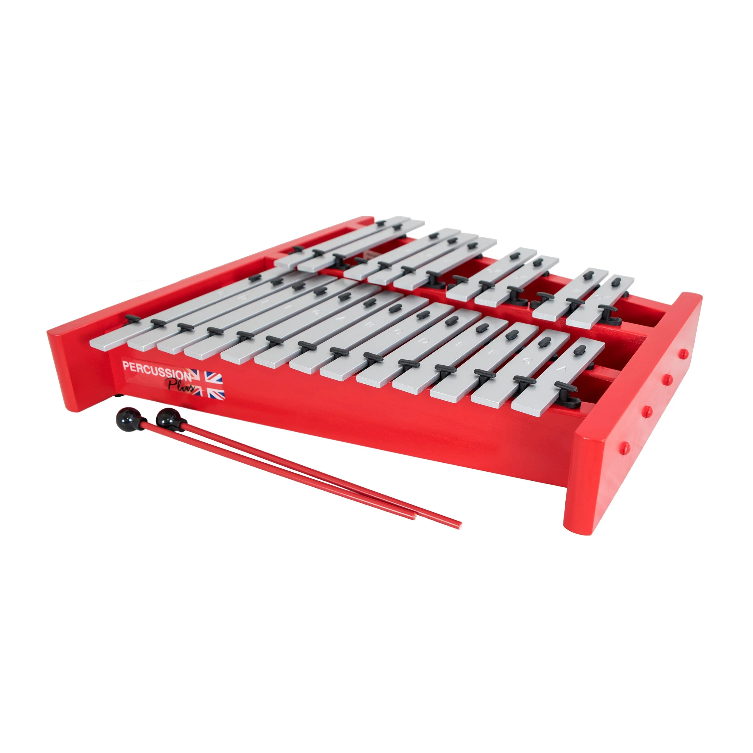 Percussion Plus Classic Red Box fully chromatic alto glockenspiel with red wooden base and beaters