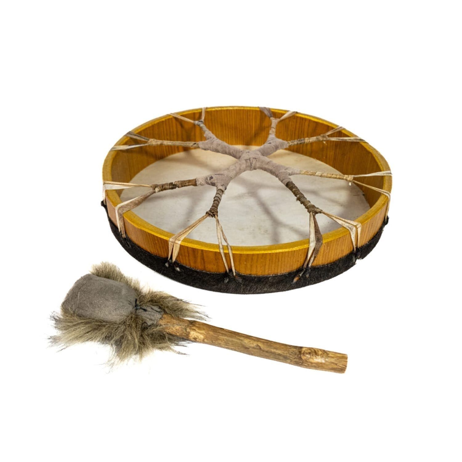 OW-shdrroha35-Shaman-Drum-14in-(35cm)-diameter-round-hair-Back