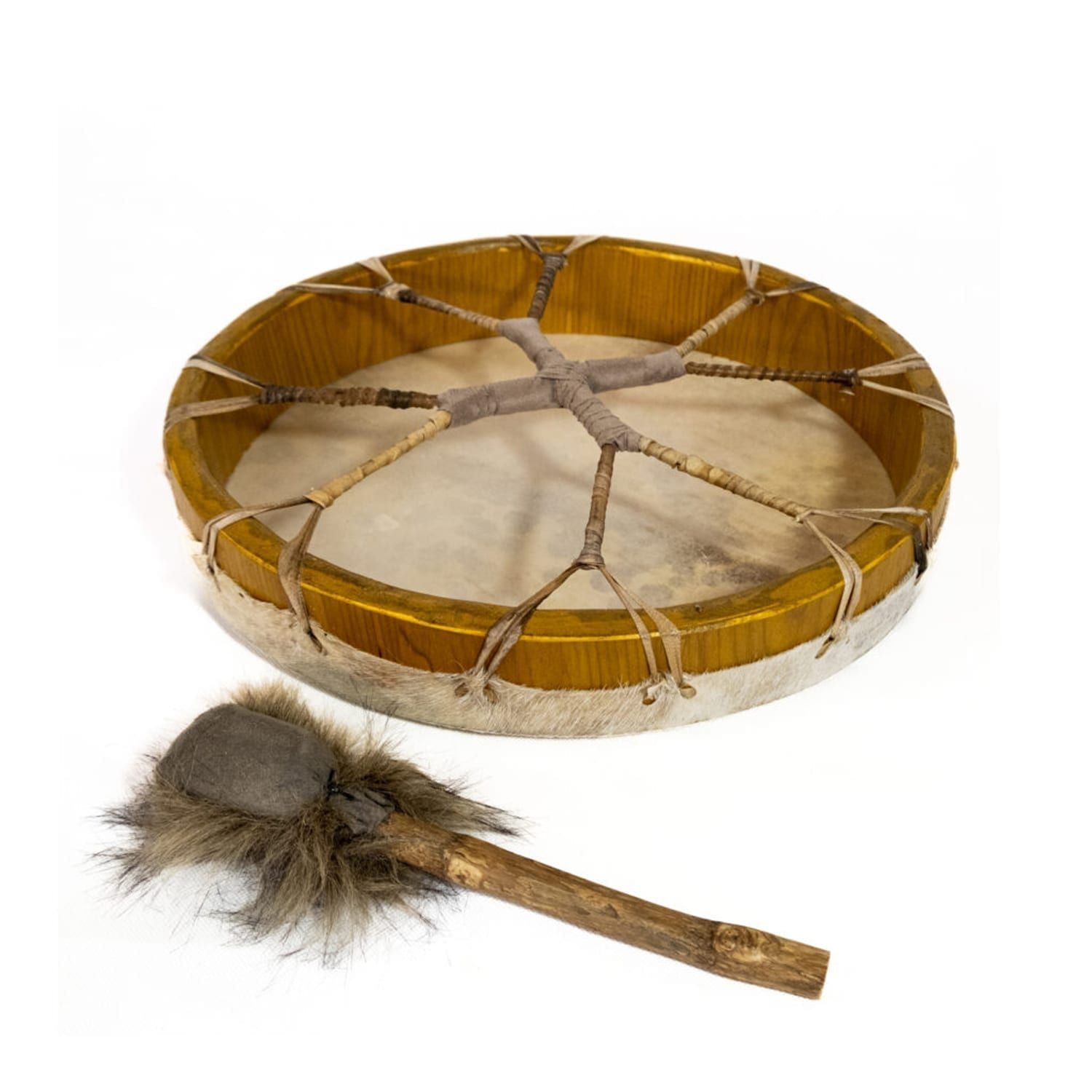 OW-shdrroha40-Shaman-Drum-16in-(40cm)-diameter-round-hair-Back