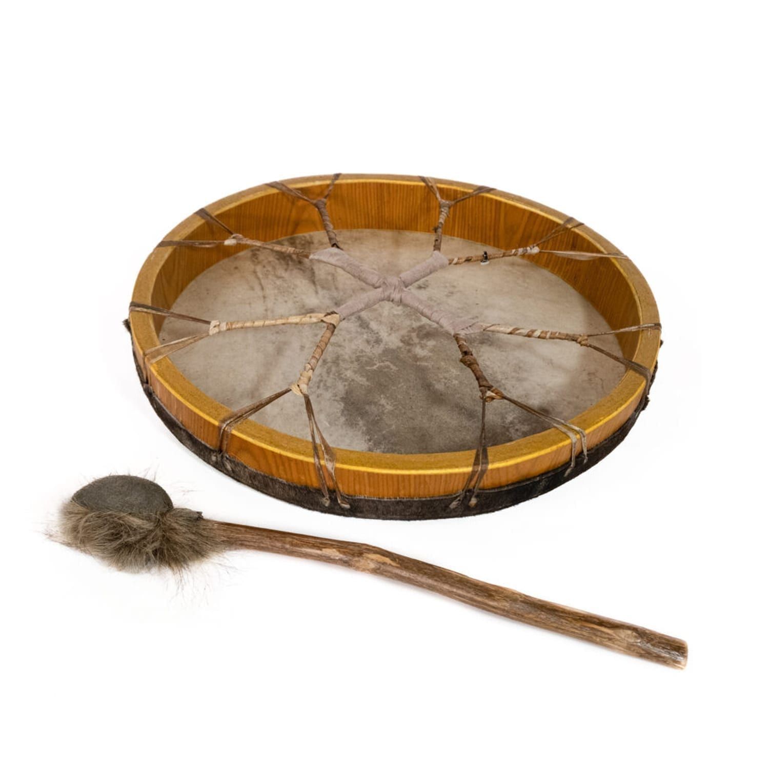 OW-shdrroha45-Shaman-Drum-18in-(45cm)-diameter-round-hair-Back