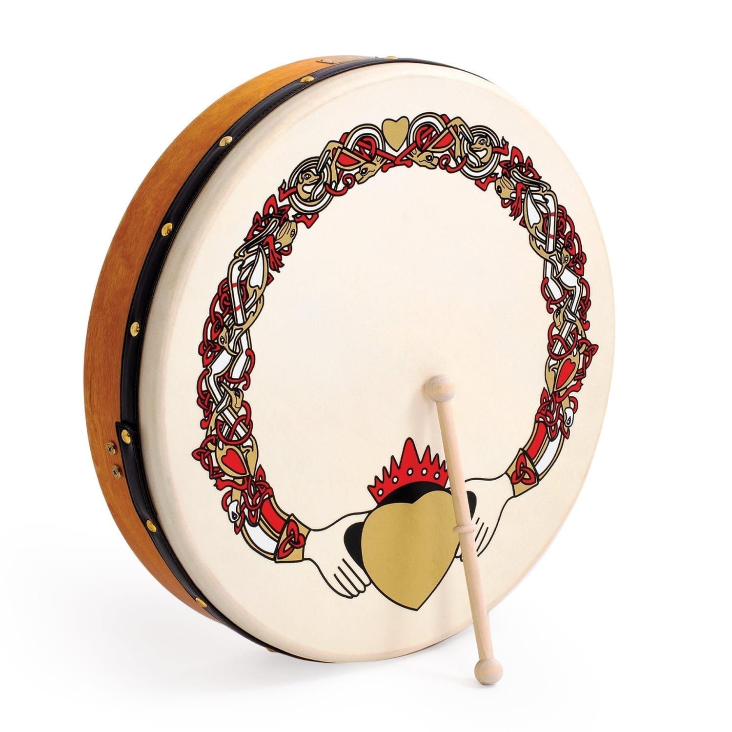 Percussion Plus bodhran 18" Claddagh
  with bag, tipper and DVD