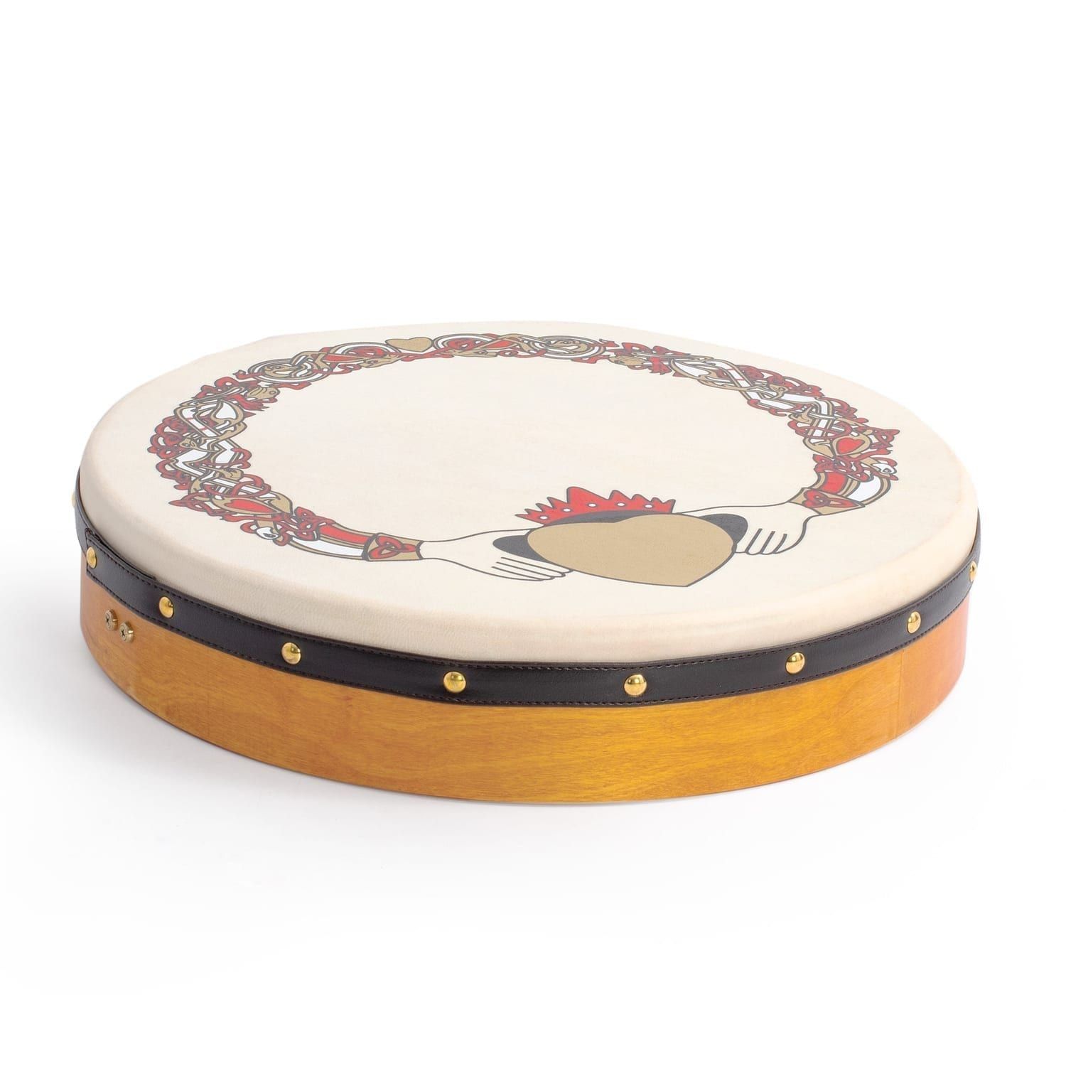 Percussion Plus bodhran 18" Claddagh
  with bag, tipper and DVD