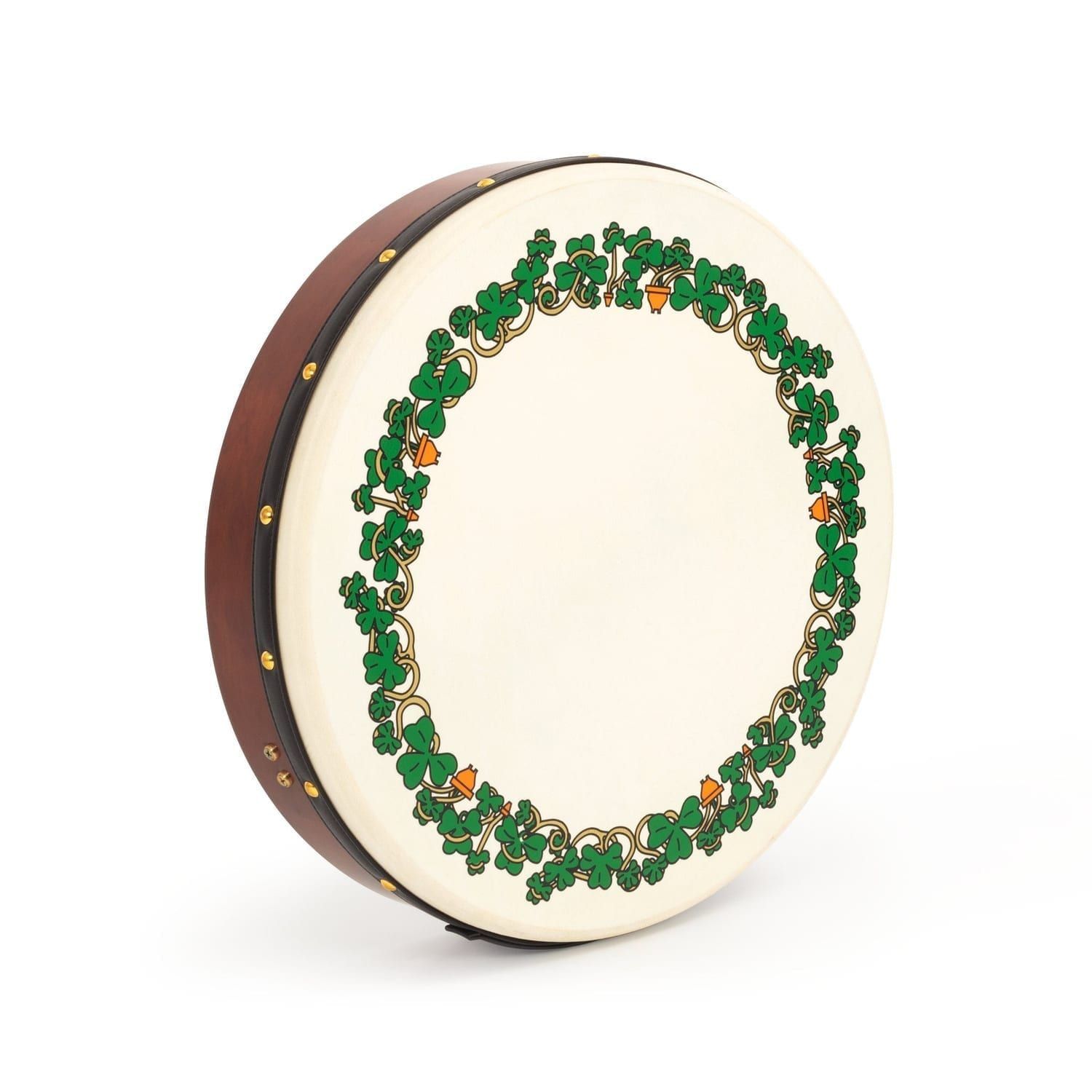 Percussion Plus bodhran 18" Shamrock
  design with bag, tipper and DVD