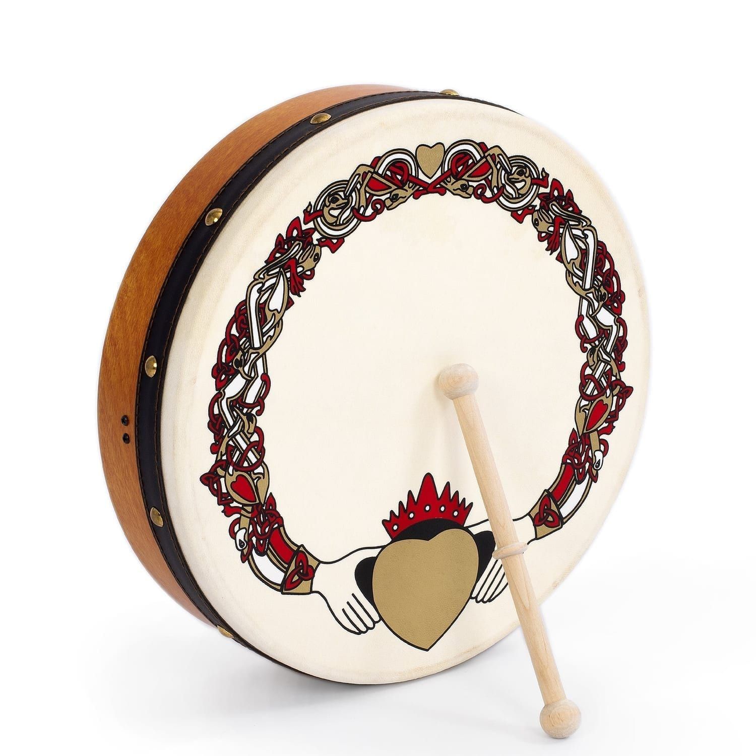 Percussion Plus bodhran 12" Claddagh
  with tipper and DVD