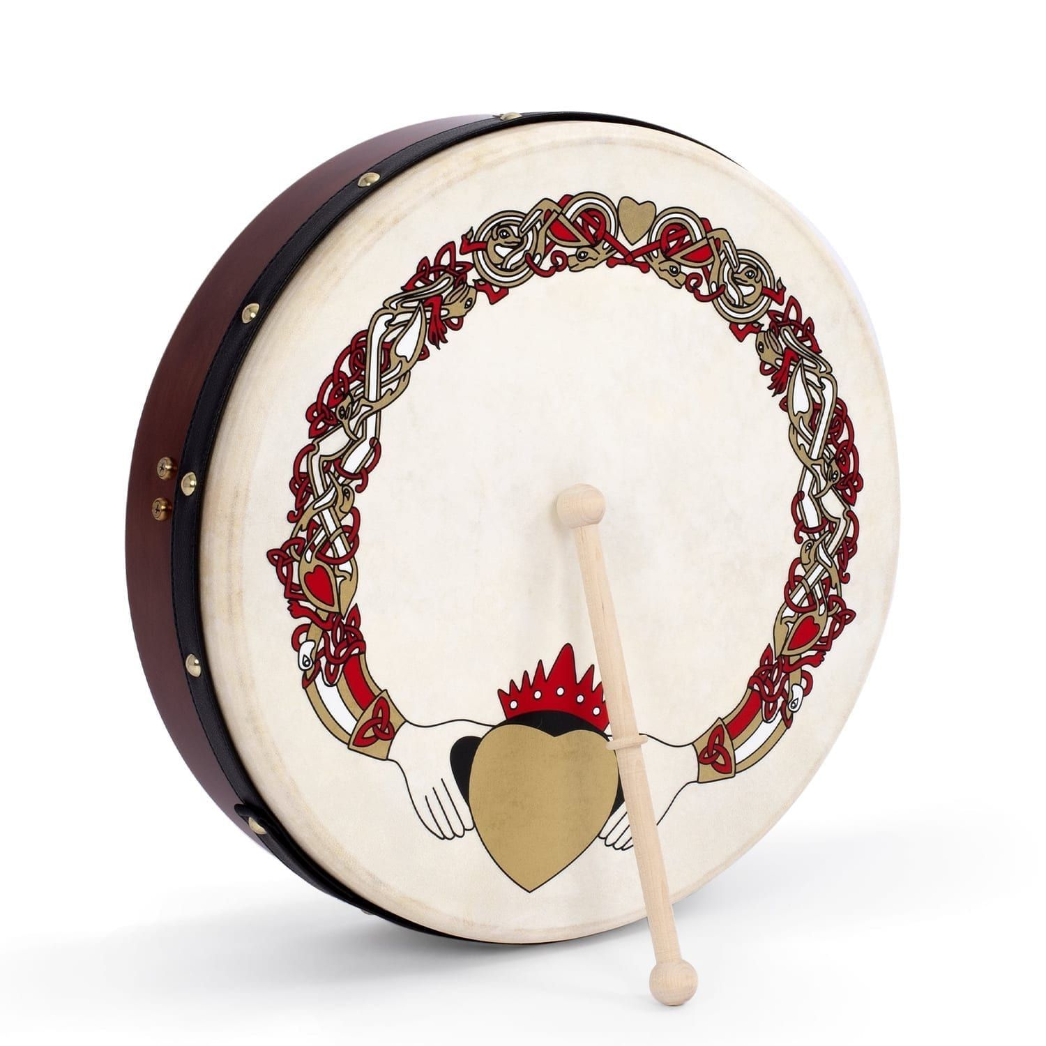 Percussion Plus bodhran 15" Claddagh
  with bag, tipper and DVD