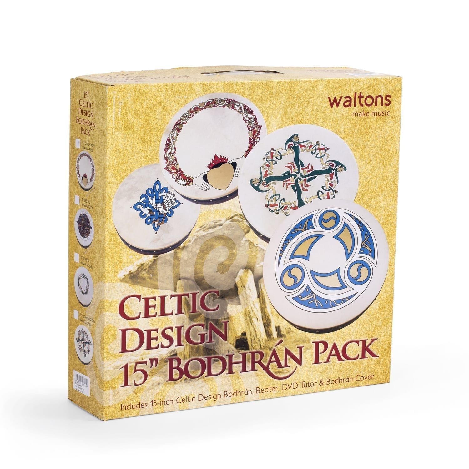 Percussion Plus bodhran 15" Claddagh
  with bag, tipper and DVD