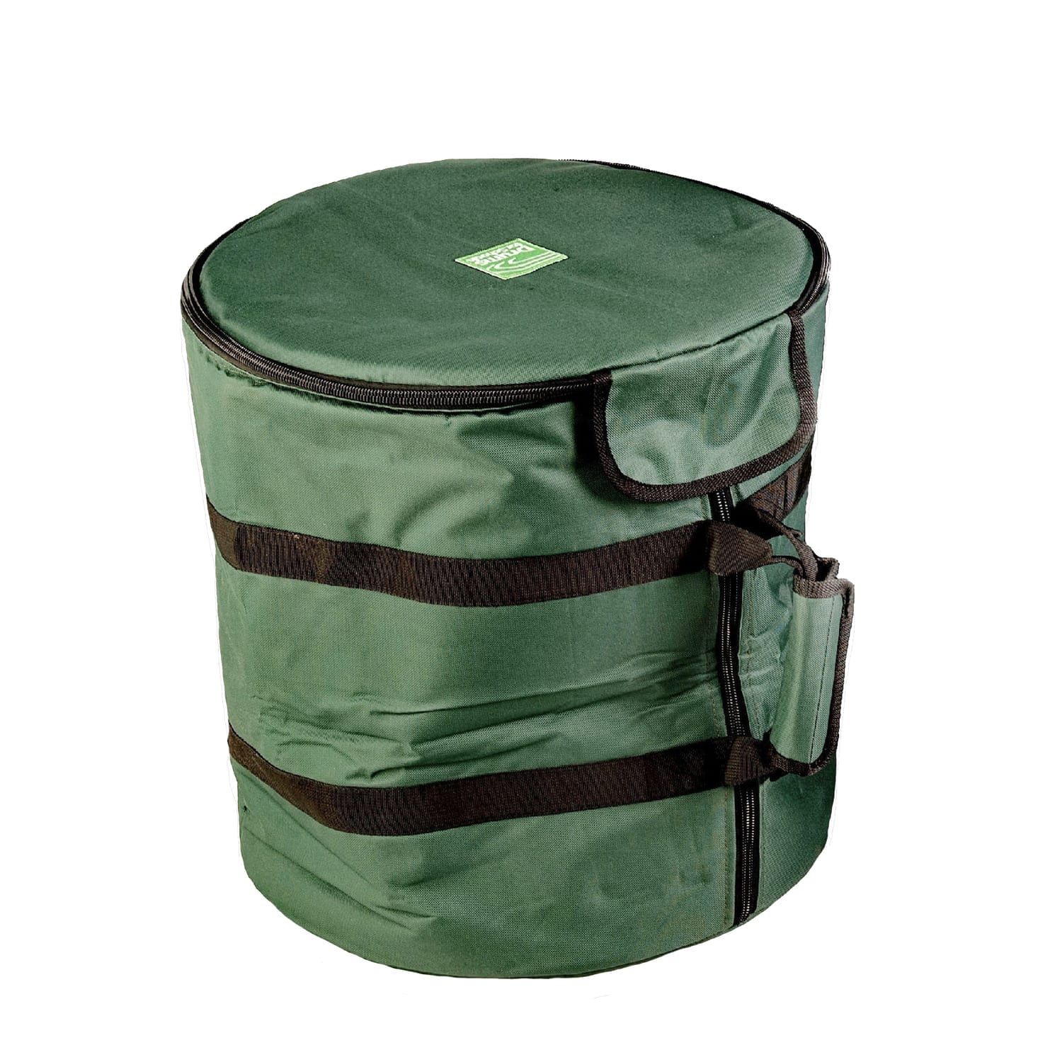 Photo of Drums for Schools Taiko Storage/Carry Bag (JT-BAkt). This study green bag has vertical and horizontal zips and has been designed to protect the Kagemusha Taiko practice pipe drum.