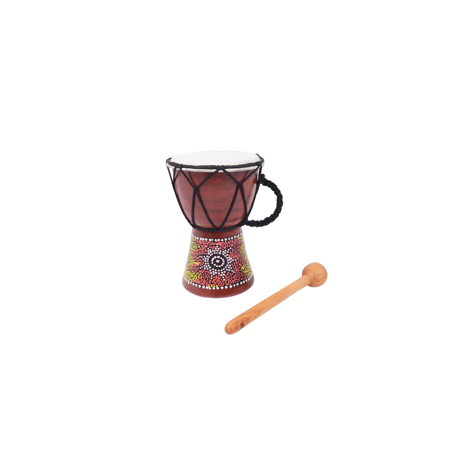 3.5 inch Educator Star Djembe Drum with painted shell and small wooden drumstick