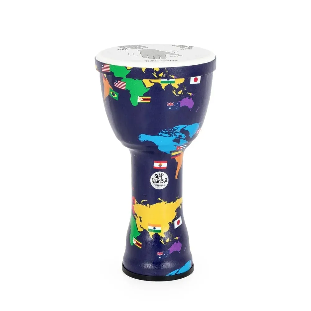 10 inch Synthetic Pre tuned djembe (World Slap) with Mylar head, PVC shell and world map wrap