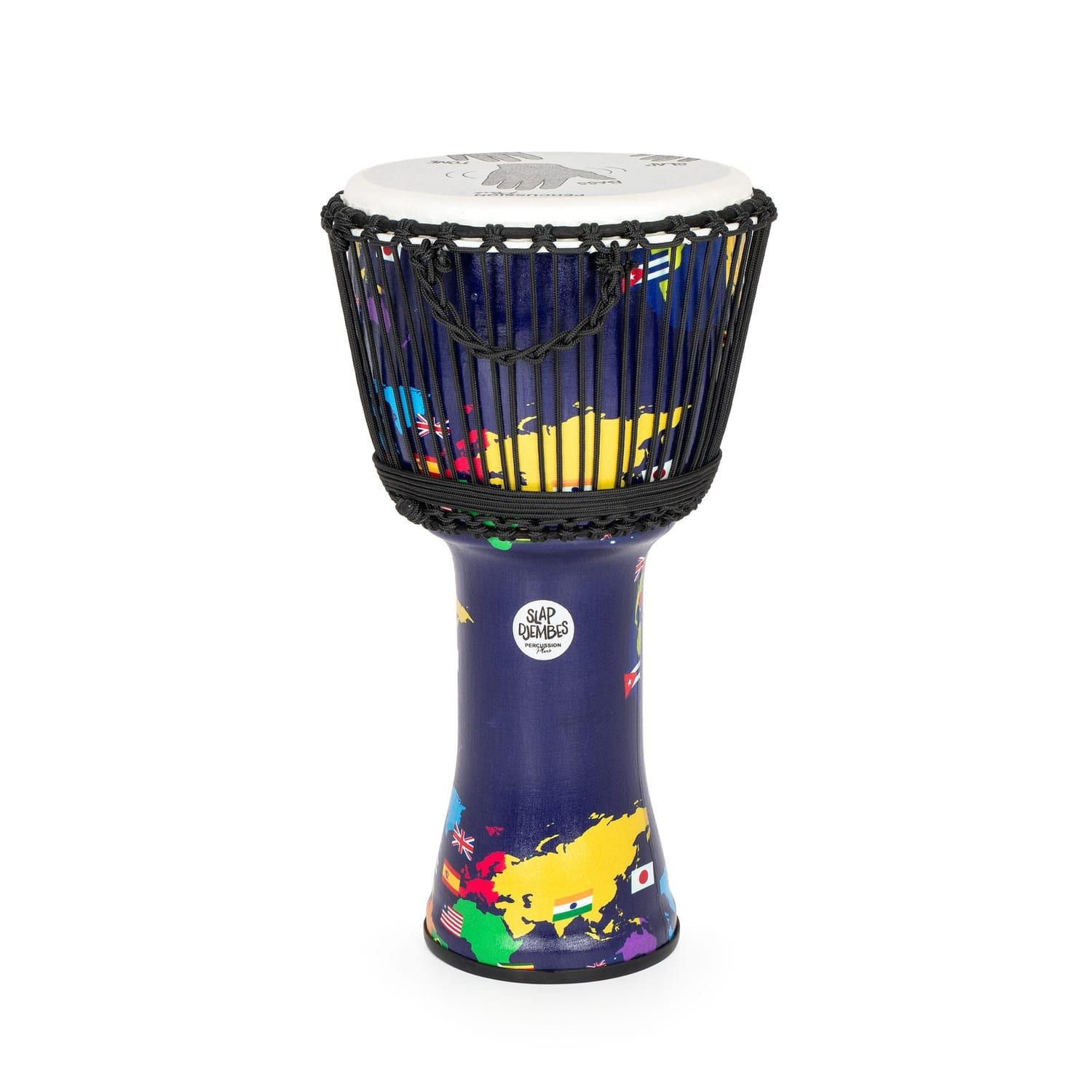 Slap djembe 12 inch rope tuned - 60cm high, durable synthetic shell, handcrafted.