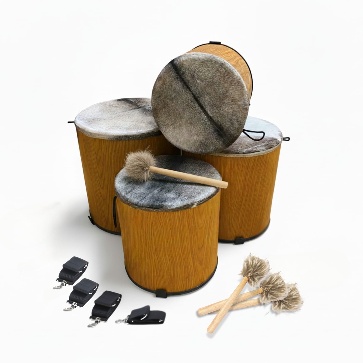 Natural Surdo Drum Set - 4 Surdos, bag and accessories
