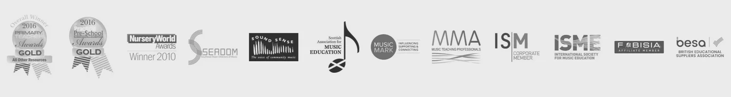 Drums for Schools partner and accreditation logos