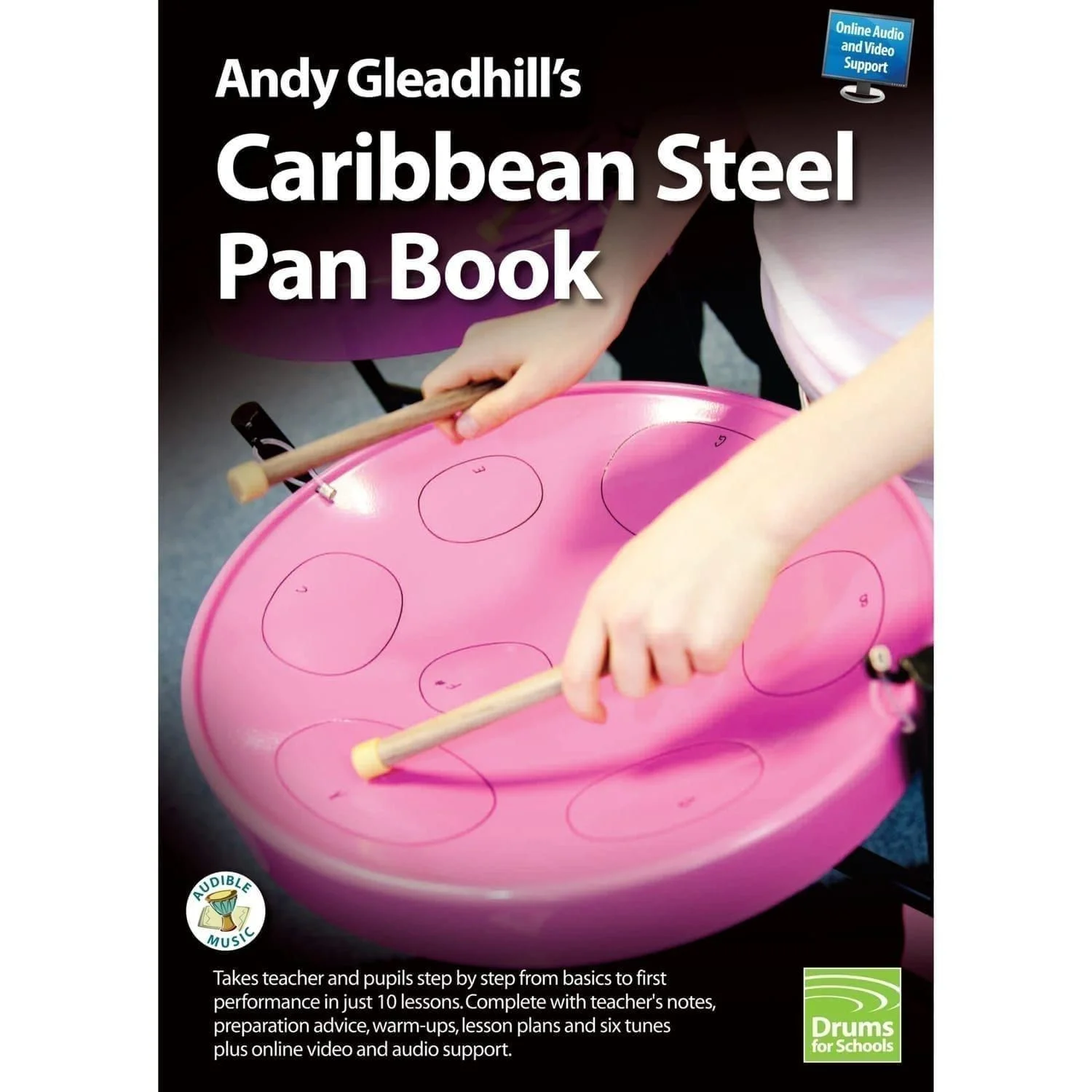 This is a product image of the front cover of Andy Gleadhill's Caribbean Steel Pan Book.