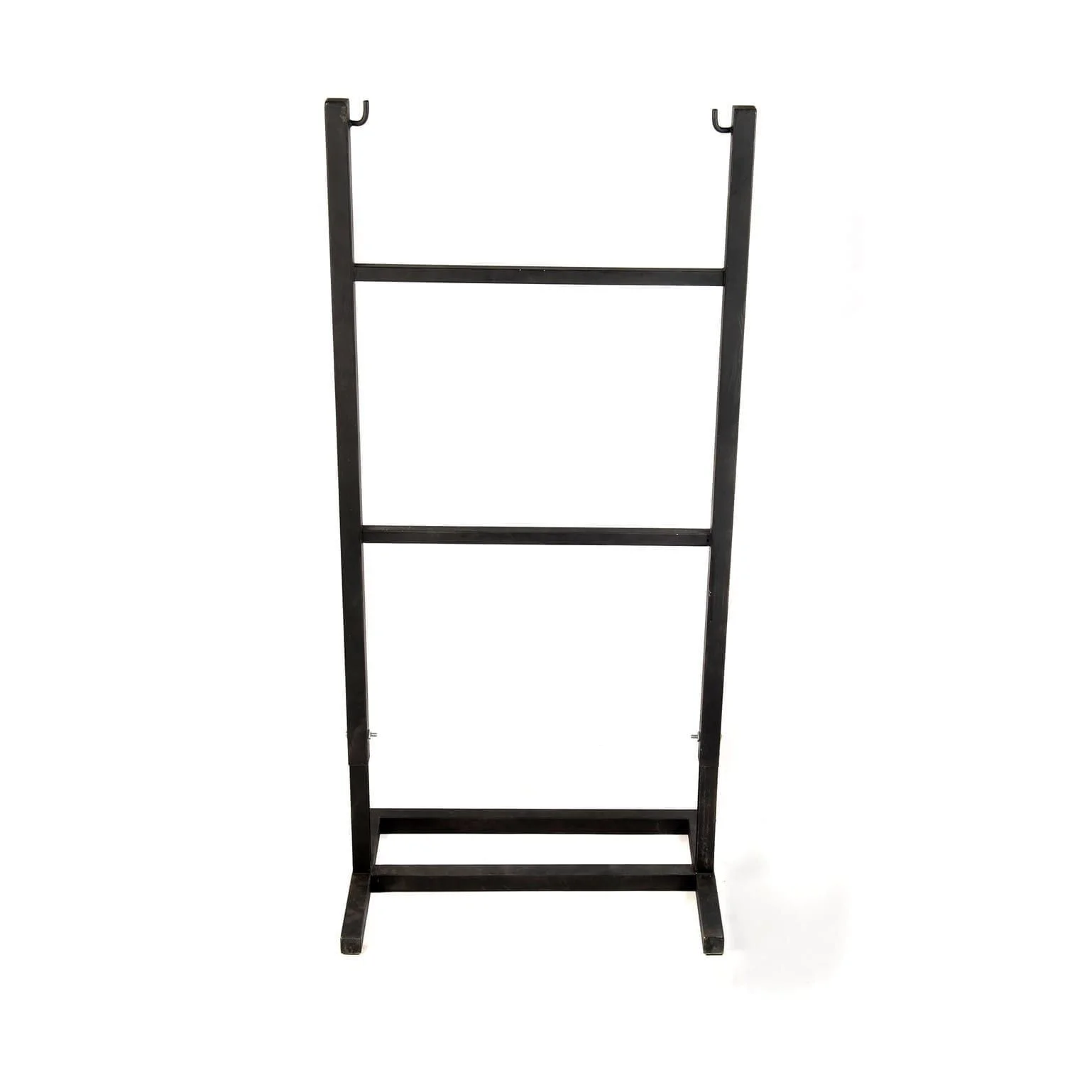 This is a product image of the Jumbie Jam Steel Pan Stand - metal, adjustable. It is made of metal and has a sturdy base.