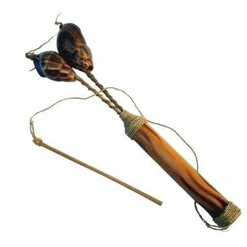 Klik Klak Shell Percussion Instrument – Twin Snail Shells on Bamboo Sticks