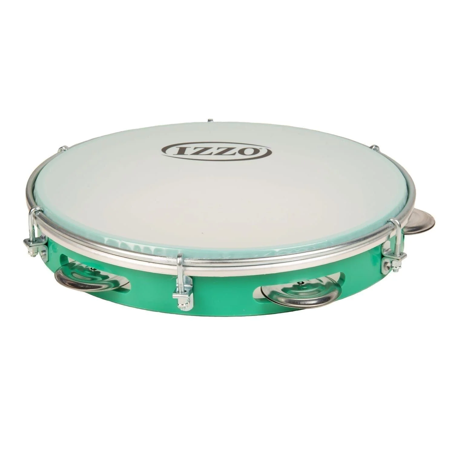 Pandeiro - 10in diameter, Izzo, laid out flat.