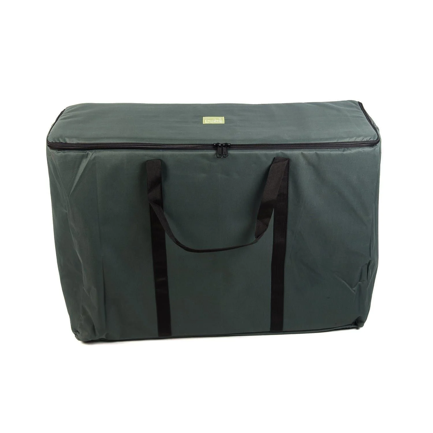 A durable green canvas carry bag designed to hold 3 x 60cm Djembe drums, featuring sturdy handles and a secure zippered closure for safe transport and storage.