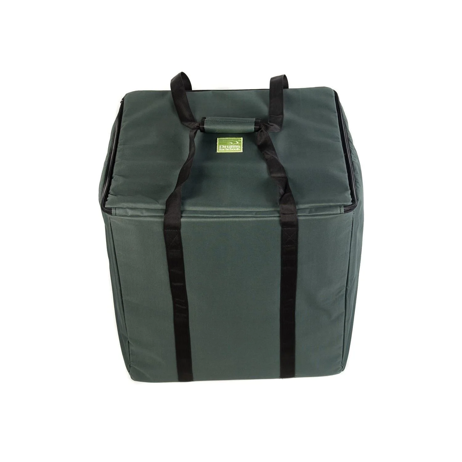 This heavy-duty green canvas carry bag is designed to safely transport 5 x 50cm Djembe drums, with sturdy handles and a secure zippered closure.