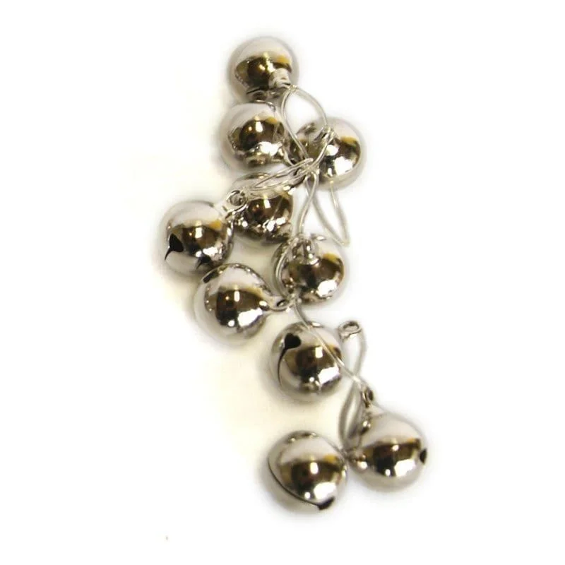 String Bells with polished silver jingle bells attached by wire, for musical movement and sensory play