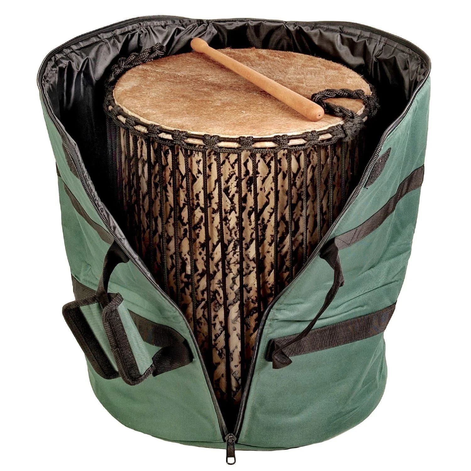 This is a product image of Storage carry bag forSangban bamboo drum, fully opened