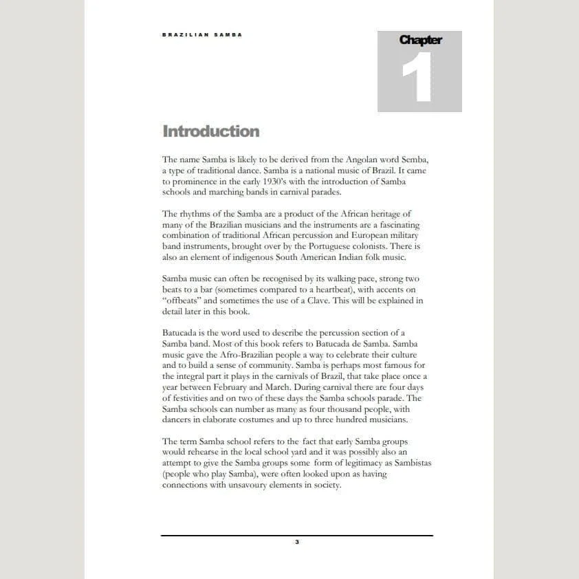 Image showing Introduction from Andy Gleadhill's Brazilian Samba Teaching Guide
