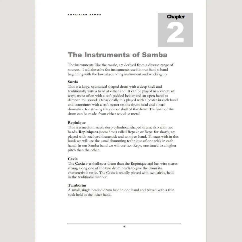 Image showing The Instruments of Samba from Andy Gleadhill's Brazilian Samba Teaching Guide