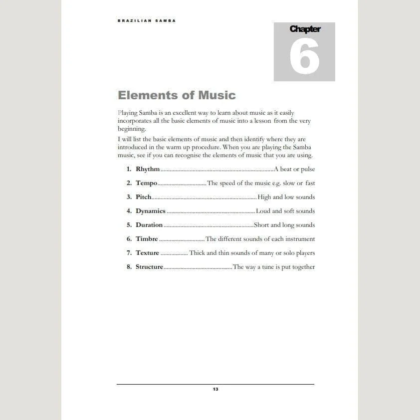 Image showing Elements of Music from Andy Gleadhill's Brazilian Samba Teaching Guide