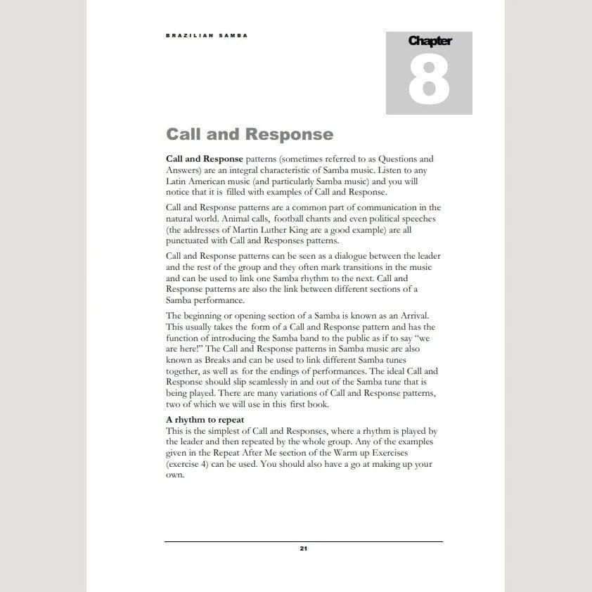 Image showing Call and Response from Andy Gleadhill's Brazilian Samba Teaching Guide