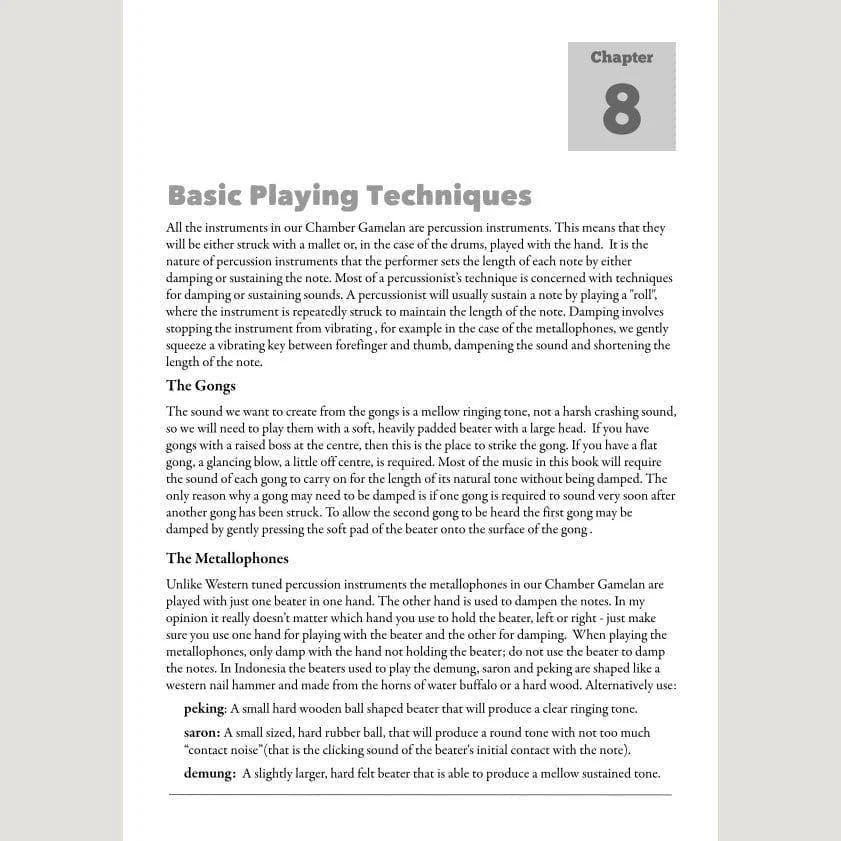 Image showing Basic Playing Techniques from Andy Gleadhill's Indonesian Gamelan Book