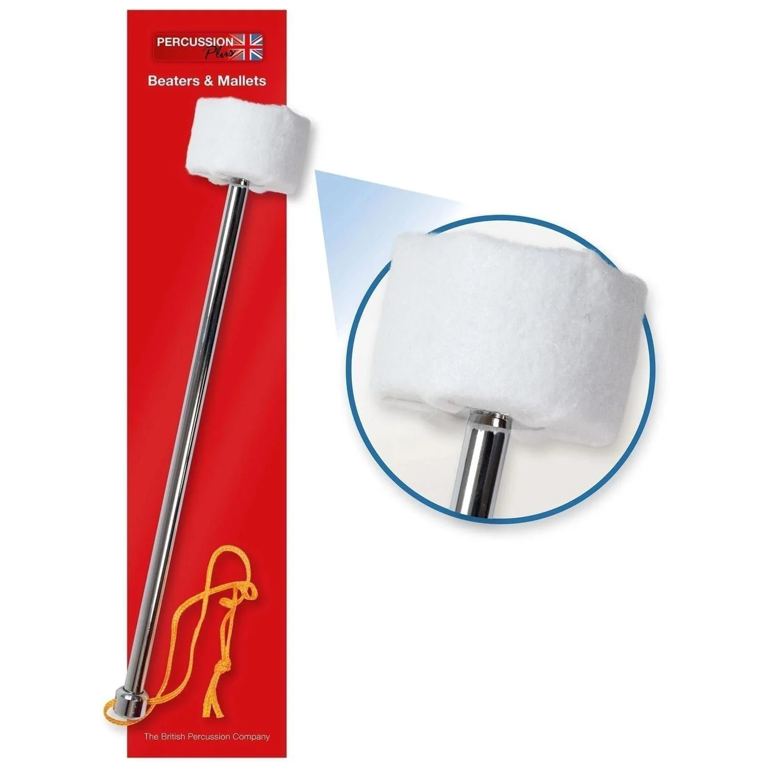 Percussion Plus Surdo beater with medium white felt head and metal handle