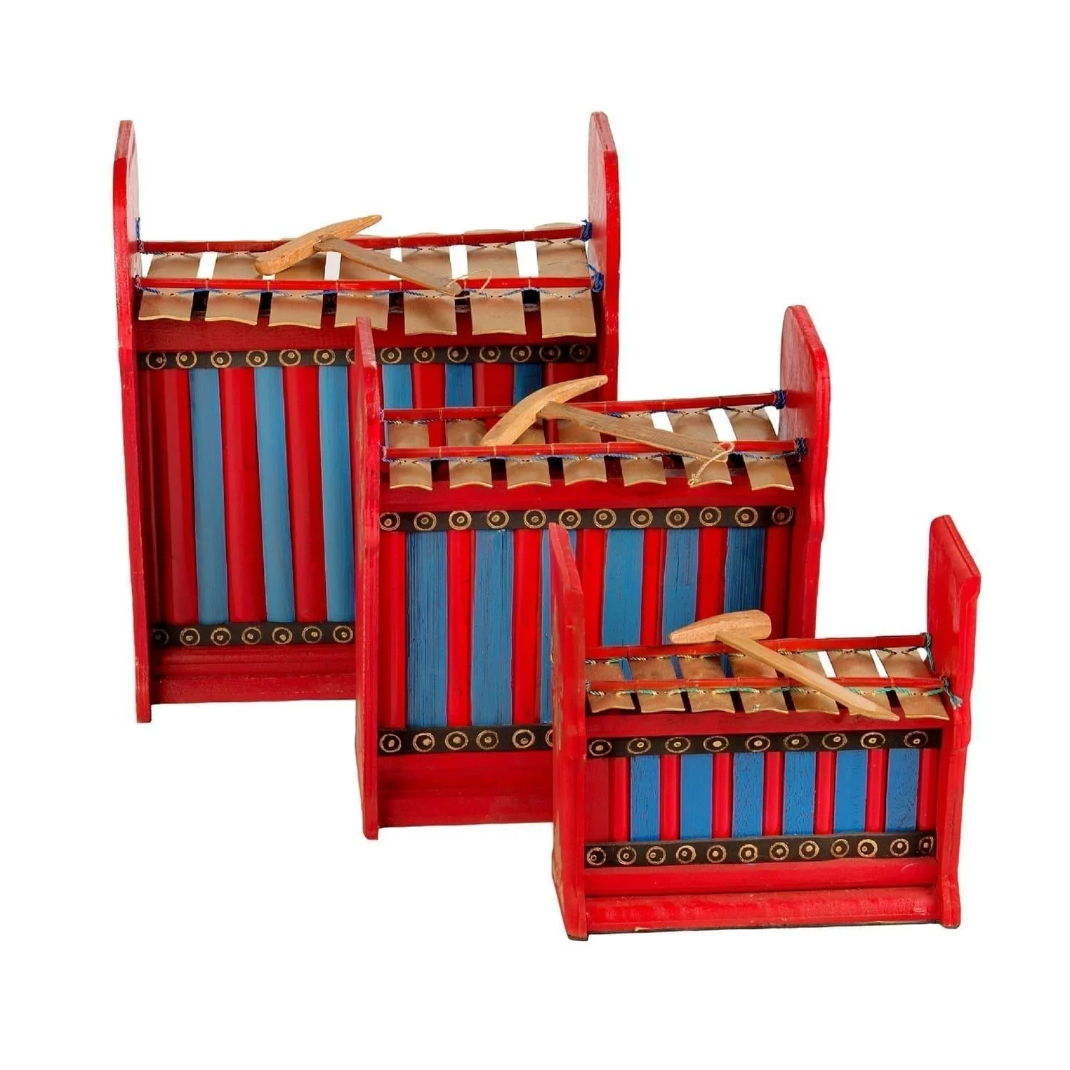 This is a product image of Drums for Schools Set of Gamelan Budget 7 key - Small, Medium, Large.