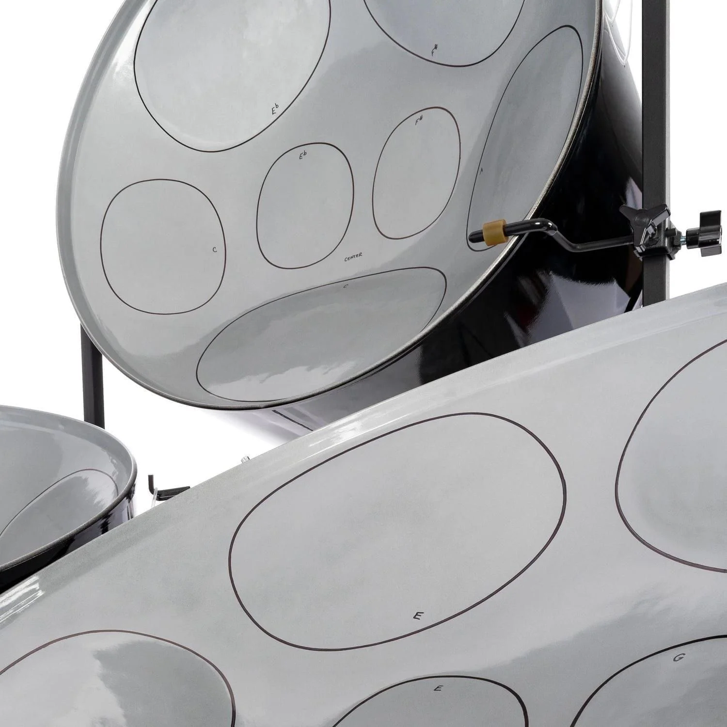 SP-trcestpa - Triple Cello Steel Pans Panyard, painted, stands included - W1065-close-up
