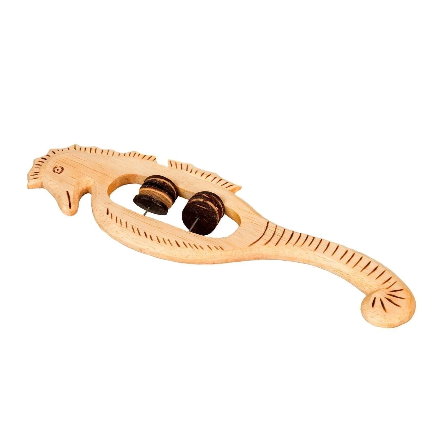 This is a product image of Drums for Schools Animal Tambourine in the shape of sea horse