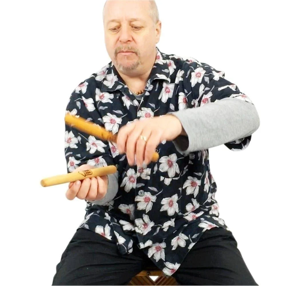 image showing Drums for Schools early years clapsticks played by Andy Gleadhill