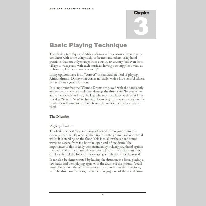 Image of a page from Andy Gleadhill African Drumming 2 - Basic Playing Technique