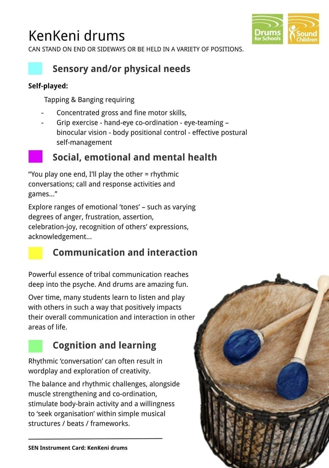 SEN Instrument Cards - Kenkeni drums