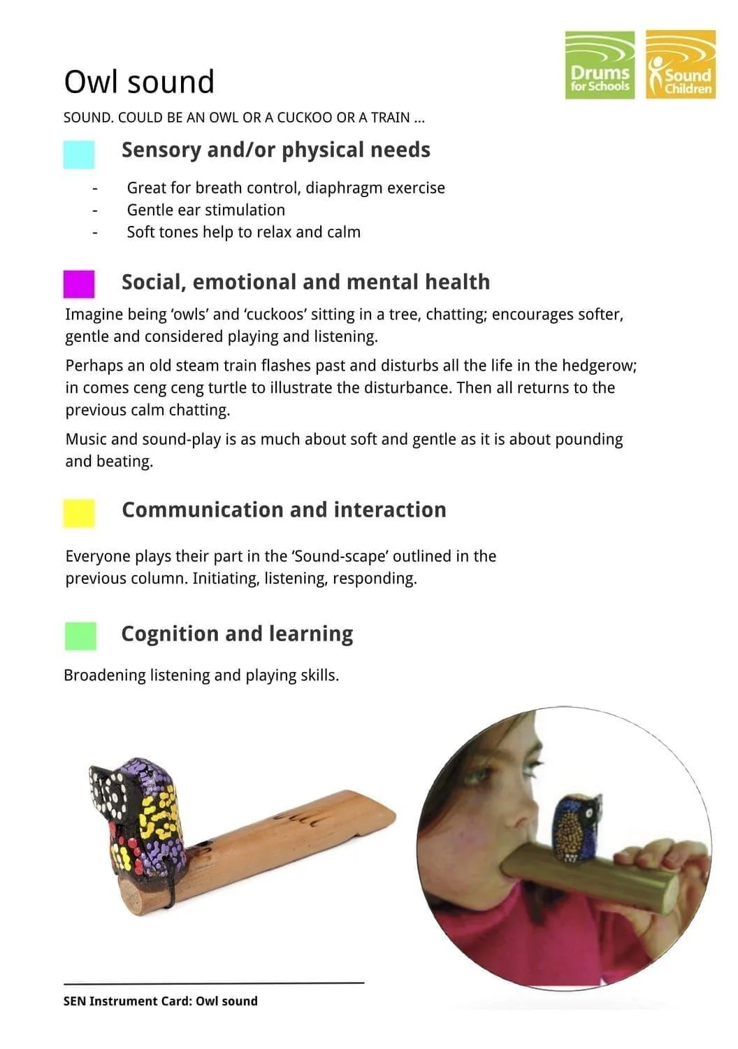 SEN Instrument Cards - Owl sound