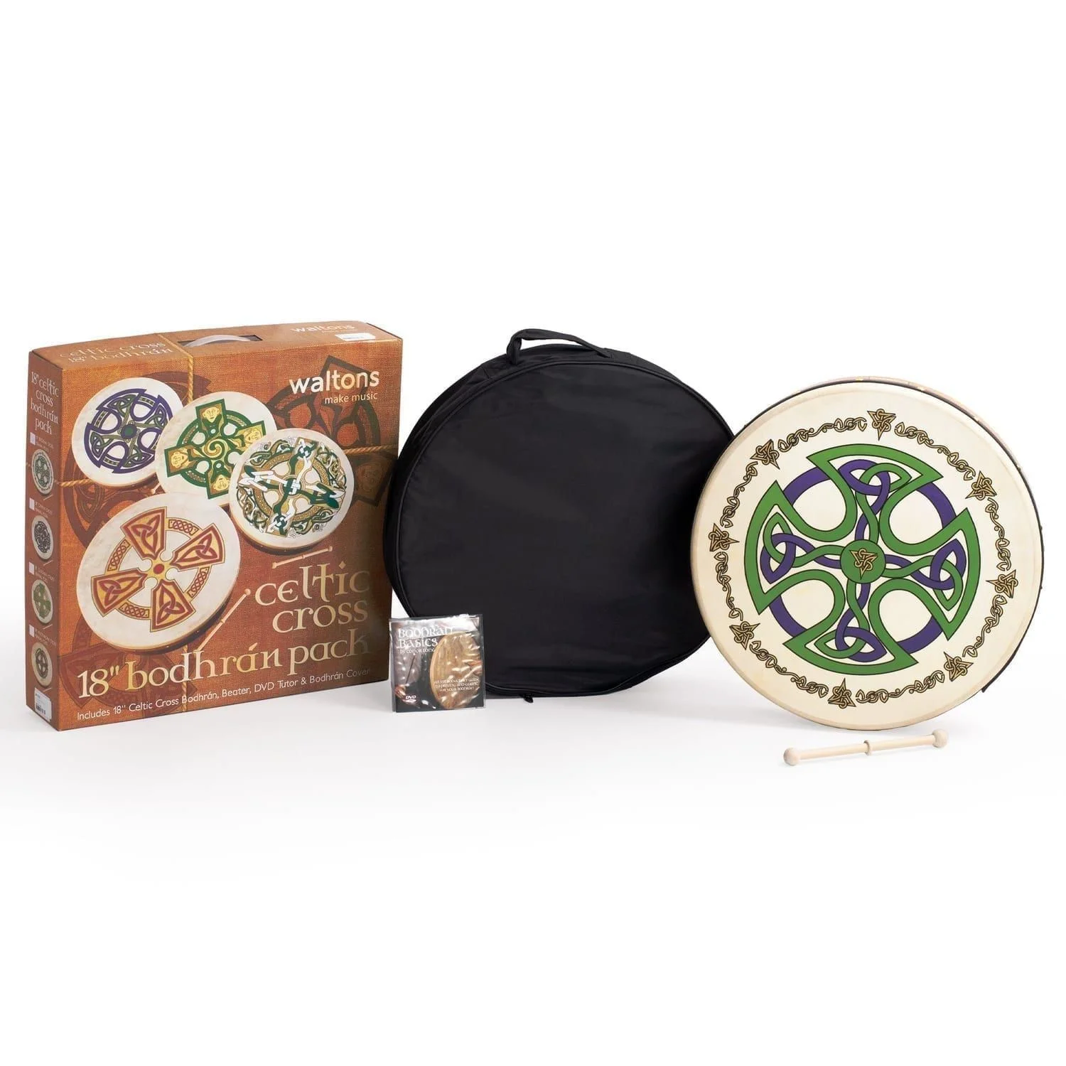 Percussion Plus bodhran 18" Brosna Cross with bag