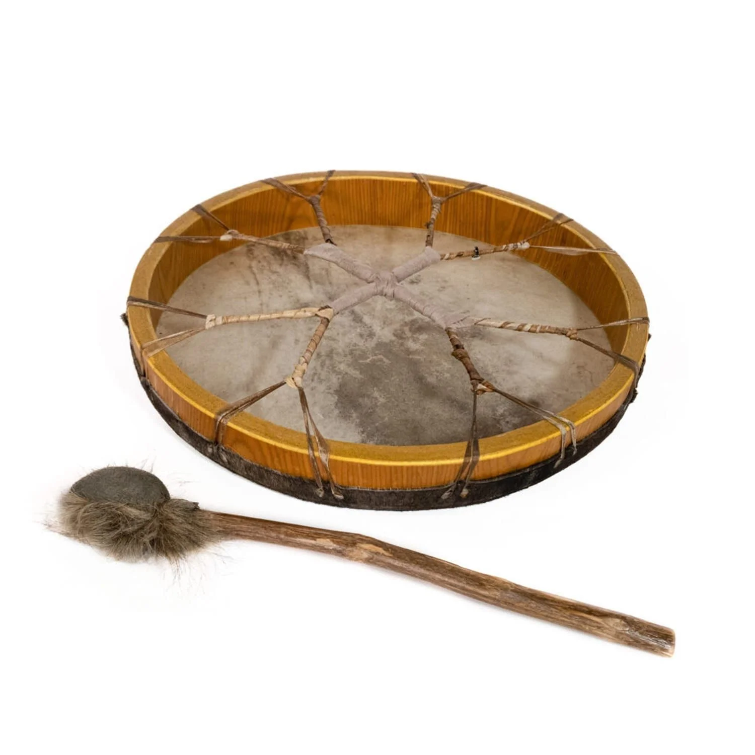 OW-shdrroha45-Shaman-Drum-18in-(45cm)-diameter-round-hair-Back