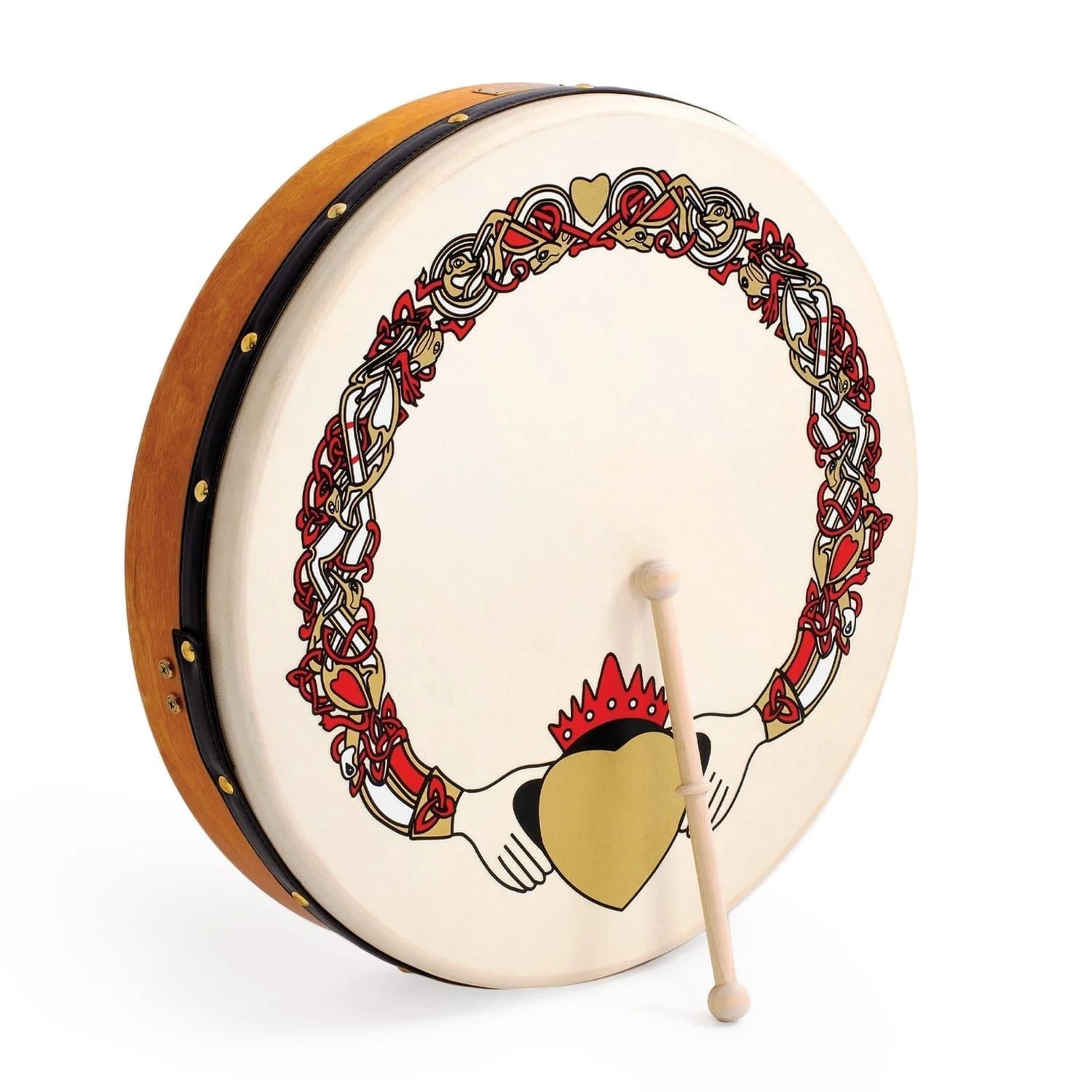Percussion Plus bodhran 18" Claddagh
  with bag, tipper and DVD