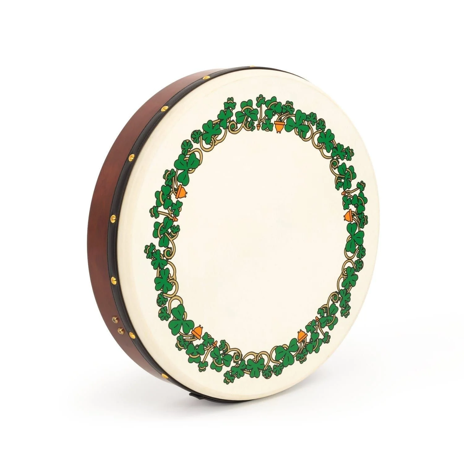 Percussion Plus bodhran 18" Shamrock
  design with bag, tipper and DVD