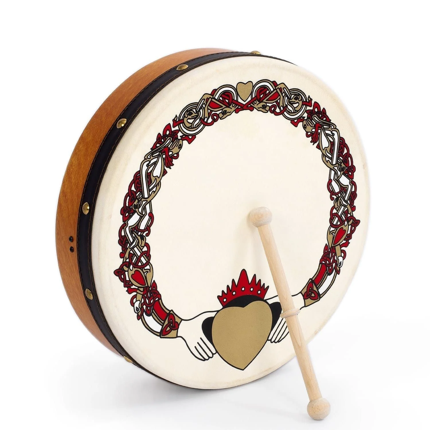 Percussion Plus bodhran 12" Claddagh
  with tipper and DVD