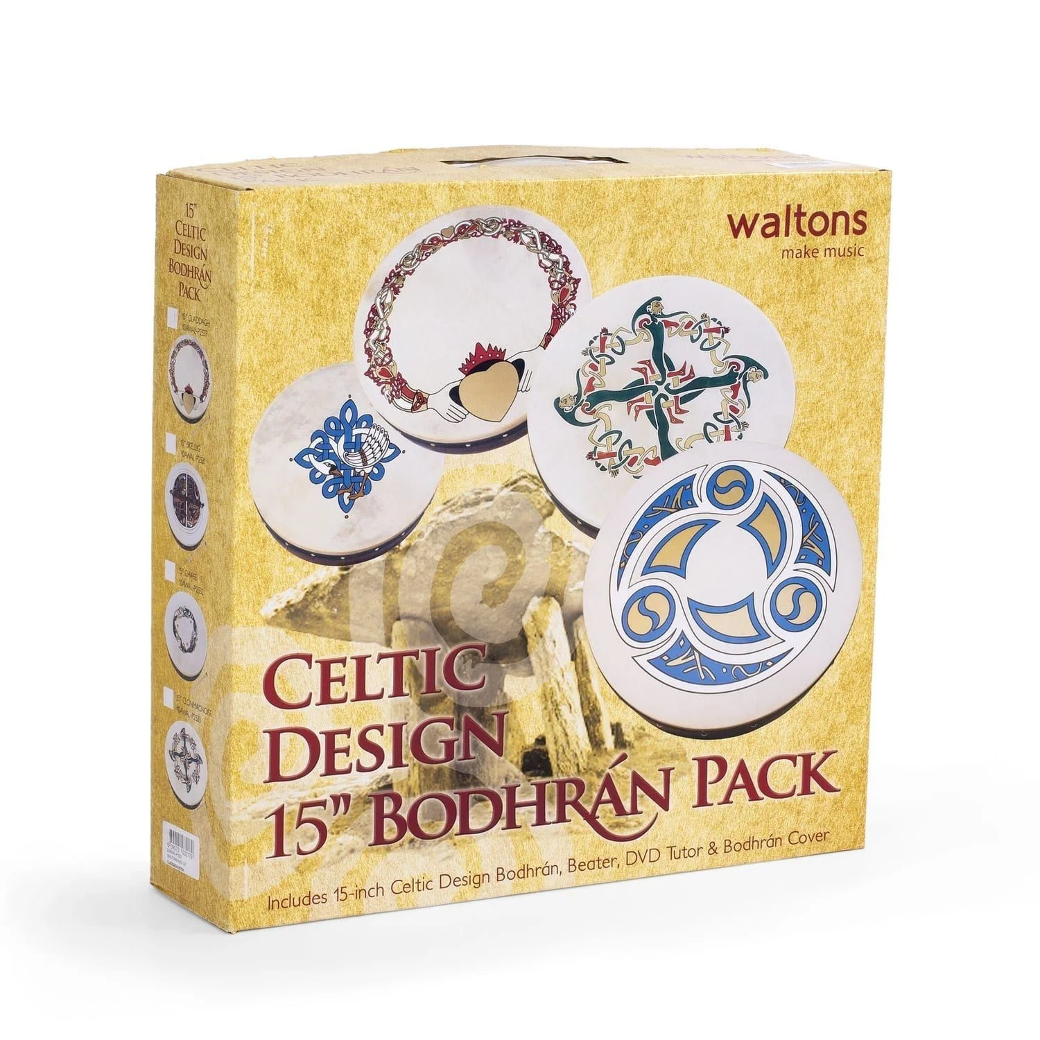 Percussion Plus bodhran 15" Claddagh
  with bag, tipper and DVD