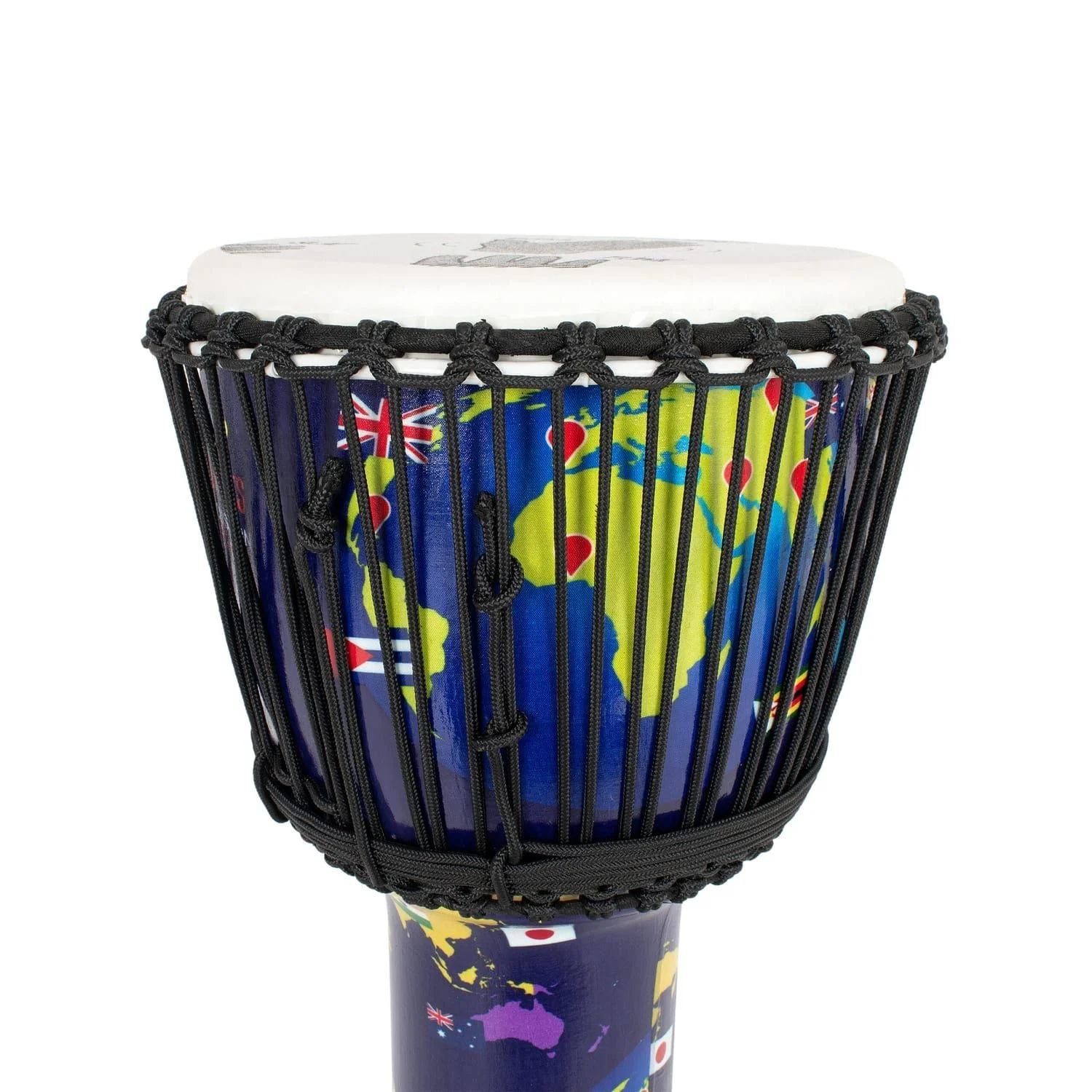 Close View of World Slap Synthetic Djembe Drum (12", Rope Tuned).