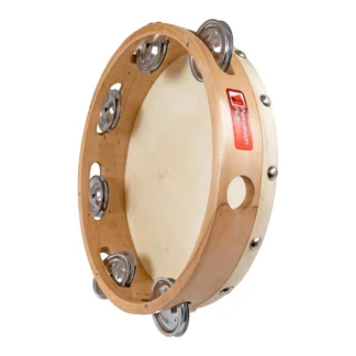 8 inch tambourine with natural skin head and metal jingles