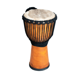 Wide Top djembe drum 12 inch with goatskin head, rope tuning, wooden shell and rubber base