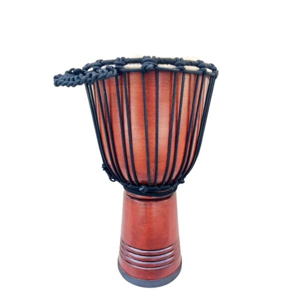 Deep carved djembe drum 10 inch, 50cm high, sustainably crafted wood for authentic, rich sound and durability.